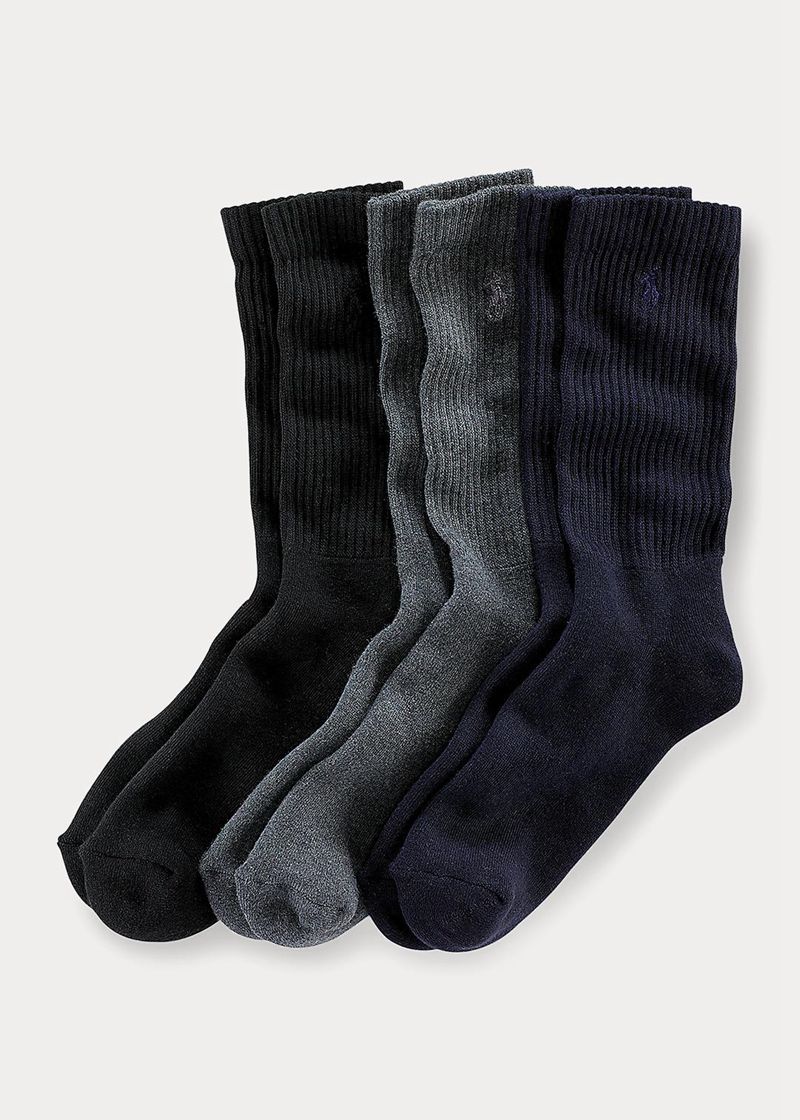 Calcetines Polo Ralph Lauren Hombre Crew 3-Pack Chile Azul Marino HJOSU-9208